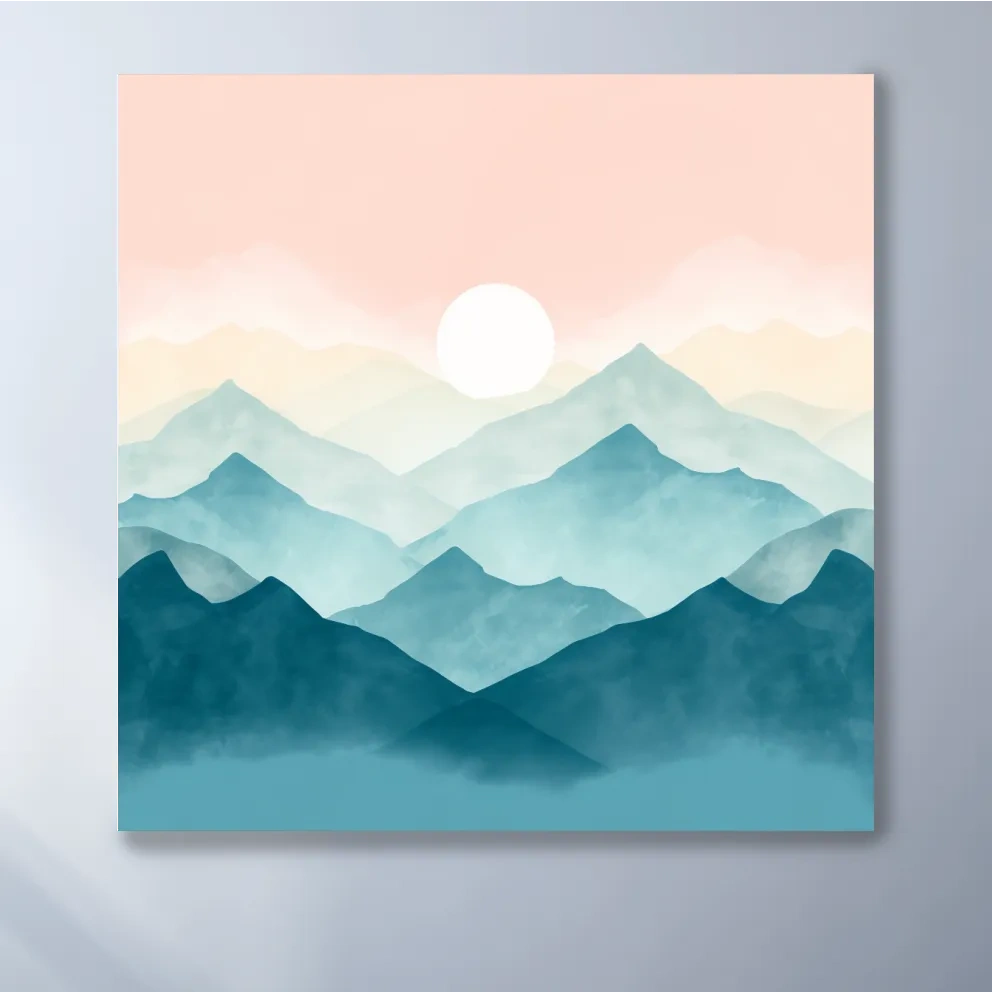 Soft pastel mountain landscape painting