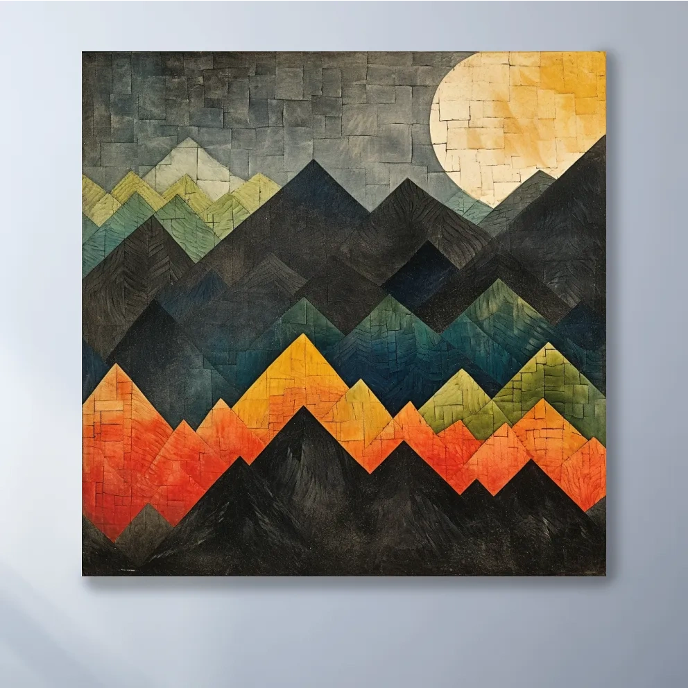 Abstract textured mountain shapes artwork