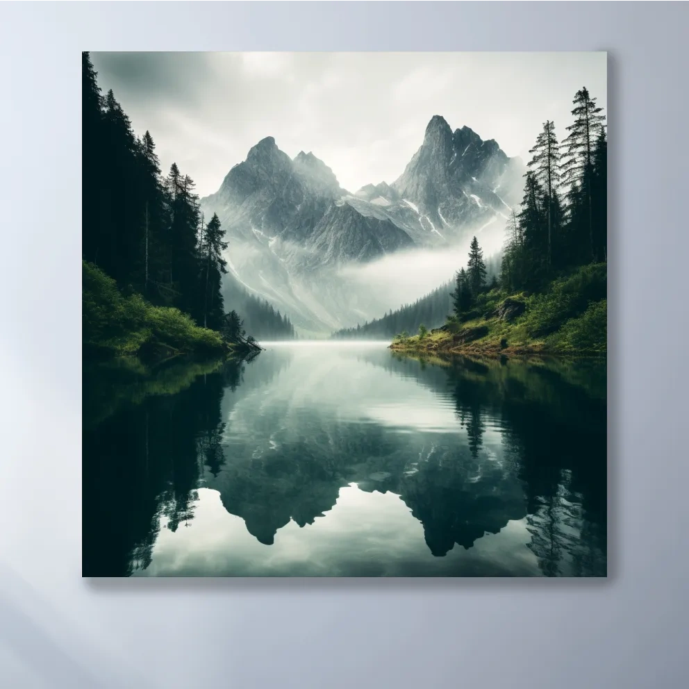 Photographic art, morning mountain mist
