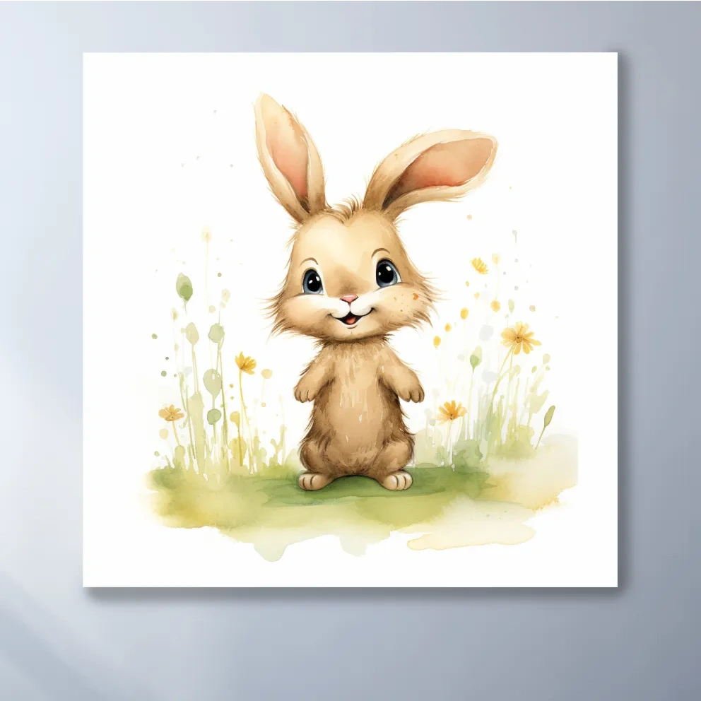 Watercolor painting of a cute bunny rabbit - childrens nursery art