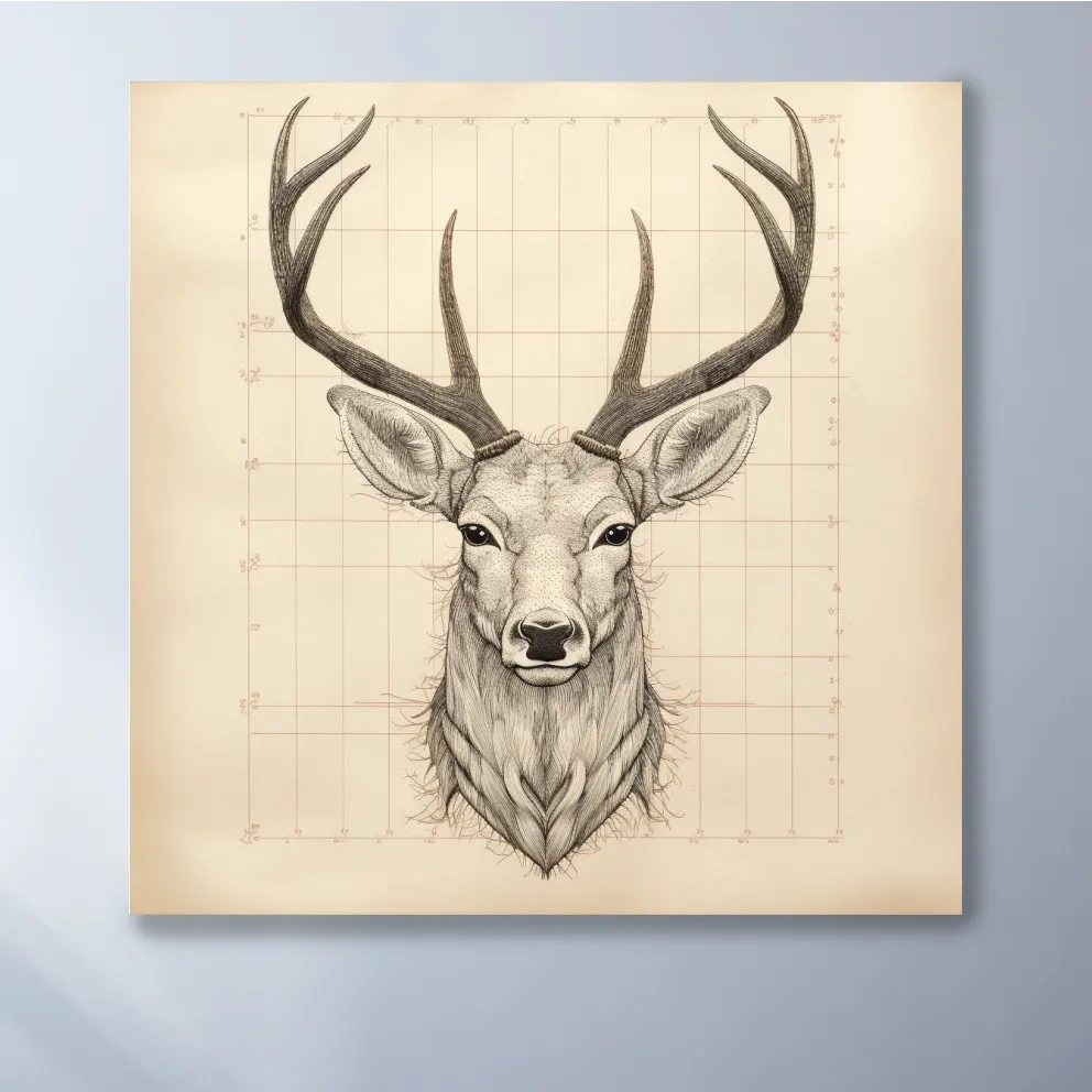 Simple drawing of a deer head, canvas wall art