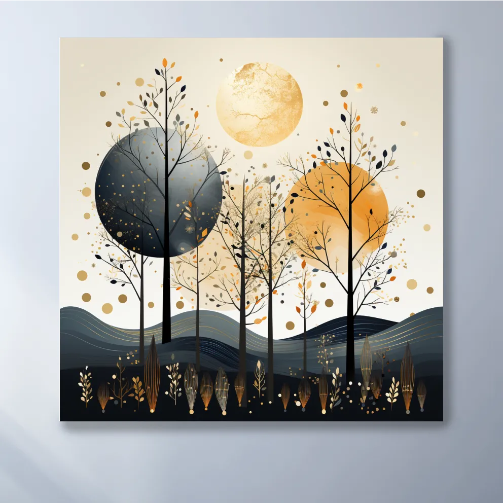 Surreal illustation of a chic boho forest