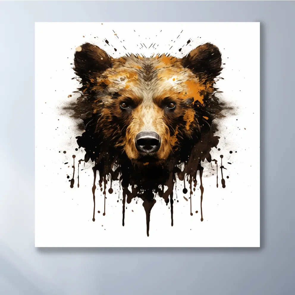 Rorschach inkblot style painting of a bear head