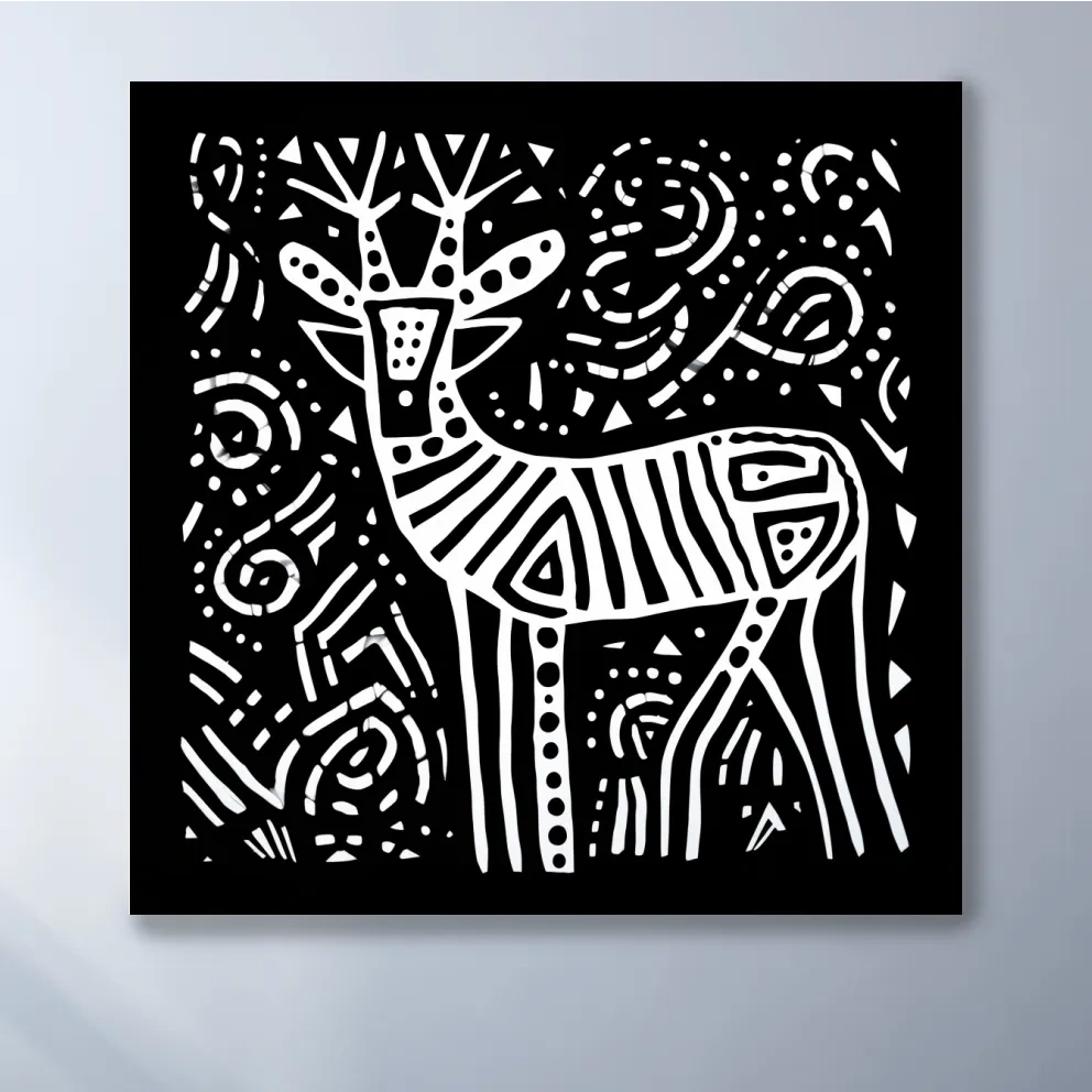 Simple tribal style doodle illustration of a deer