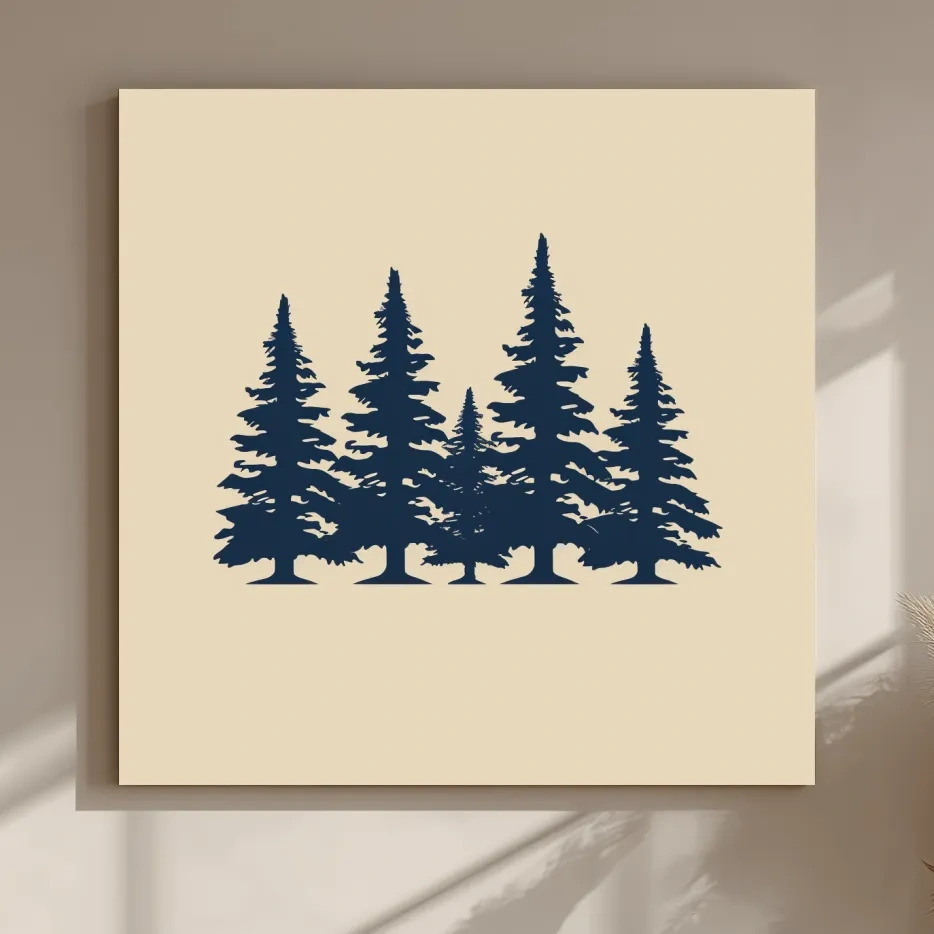 Minimalist Evergreen Pine Tree Silhouettes - Scandinavian Forest Wall Art