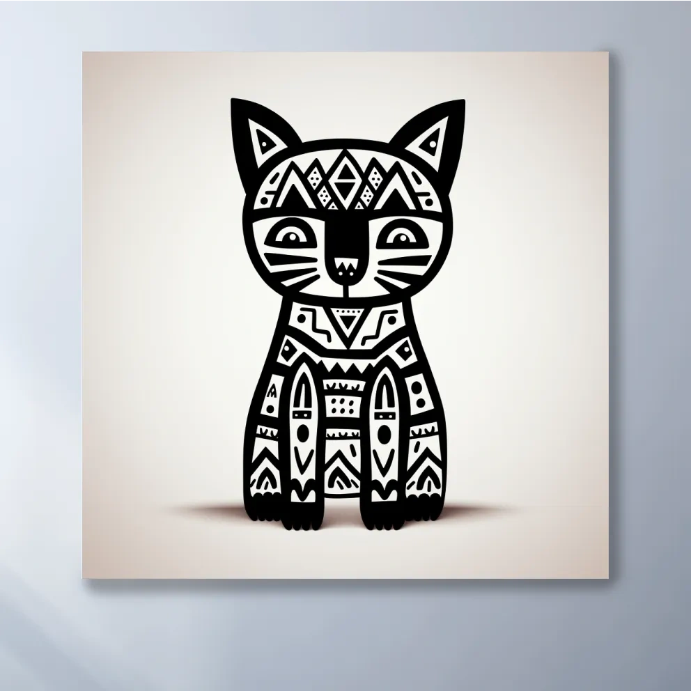 Outline of a quirky cartoon cat, minimal doodle art illustration