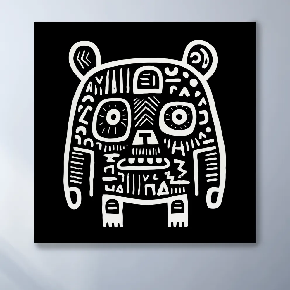 Bear artwork, quirky doodle style illustration