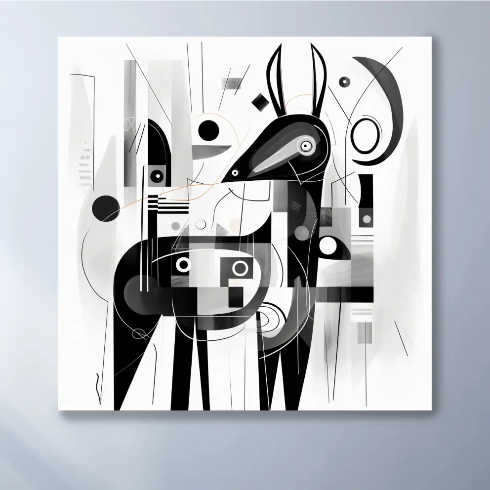 Abstract Geometric Deer Illustration - Mid Century Animal Wall Art