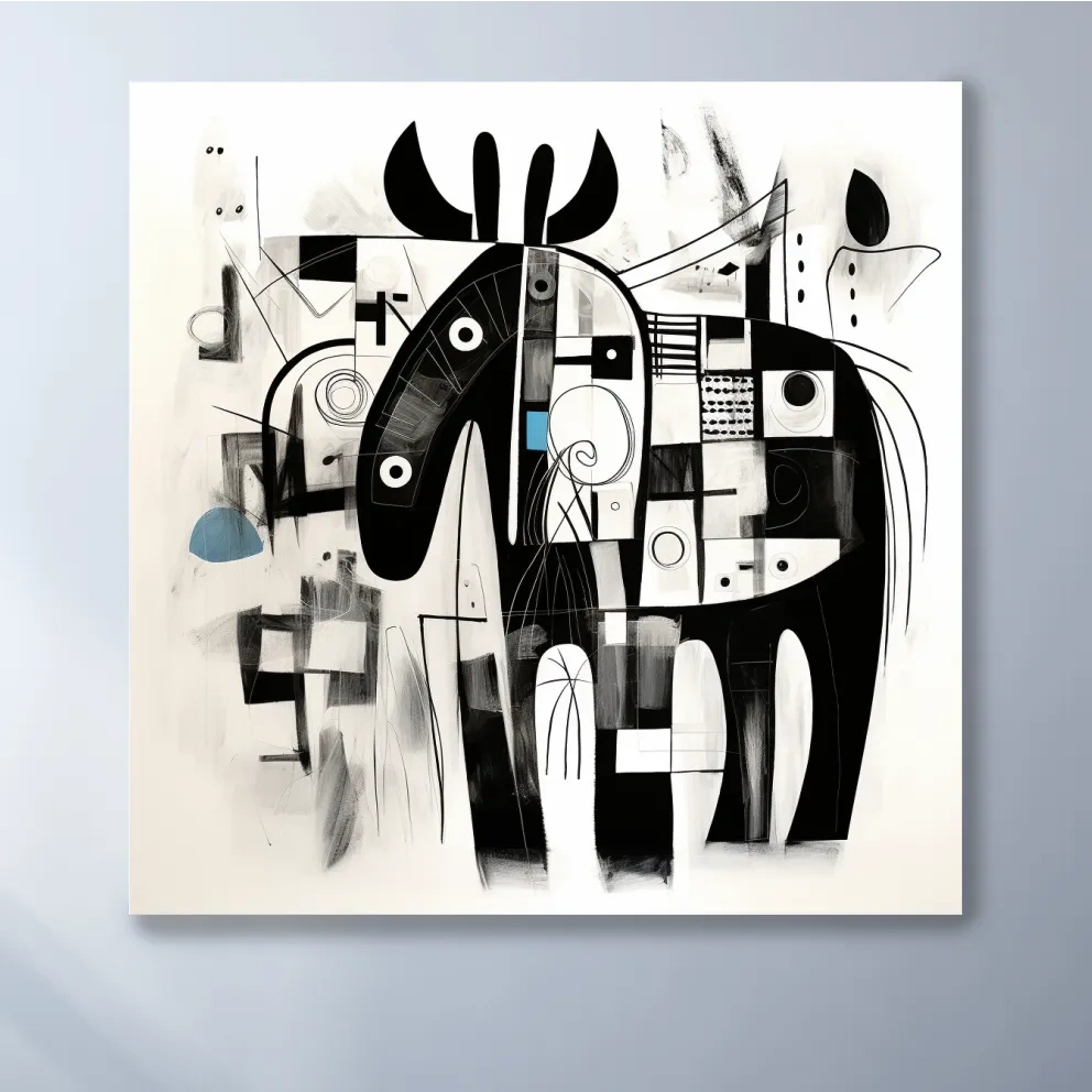 Mid-century abstract style painting of a moose