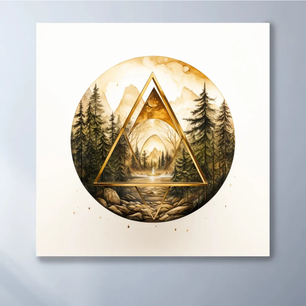 Elegant and rustic golden forest art