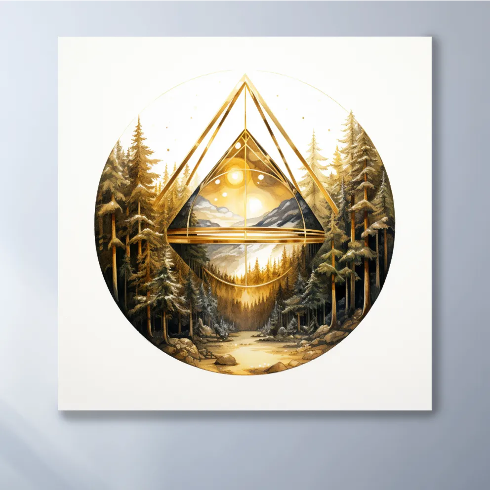 Elegant abstract golden forest painting