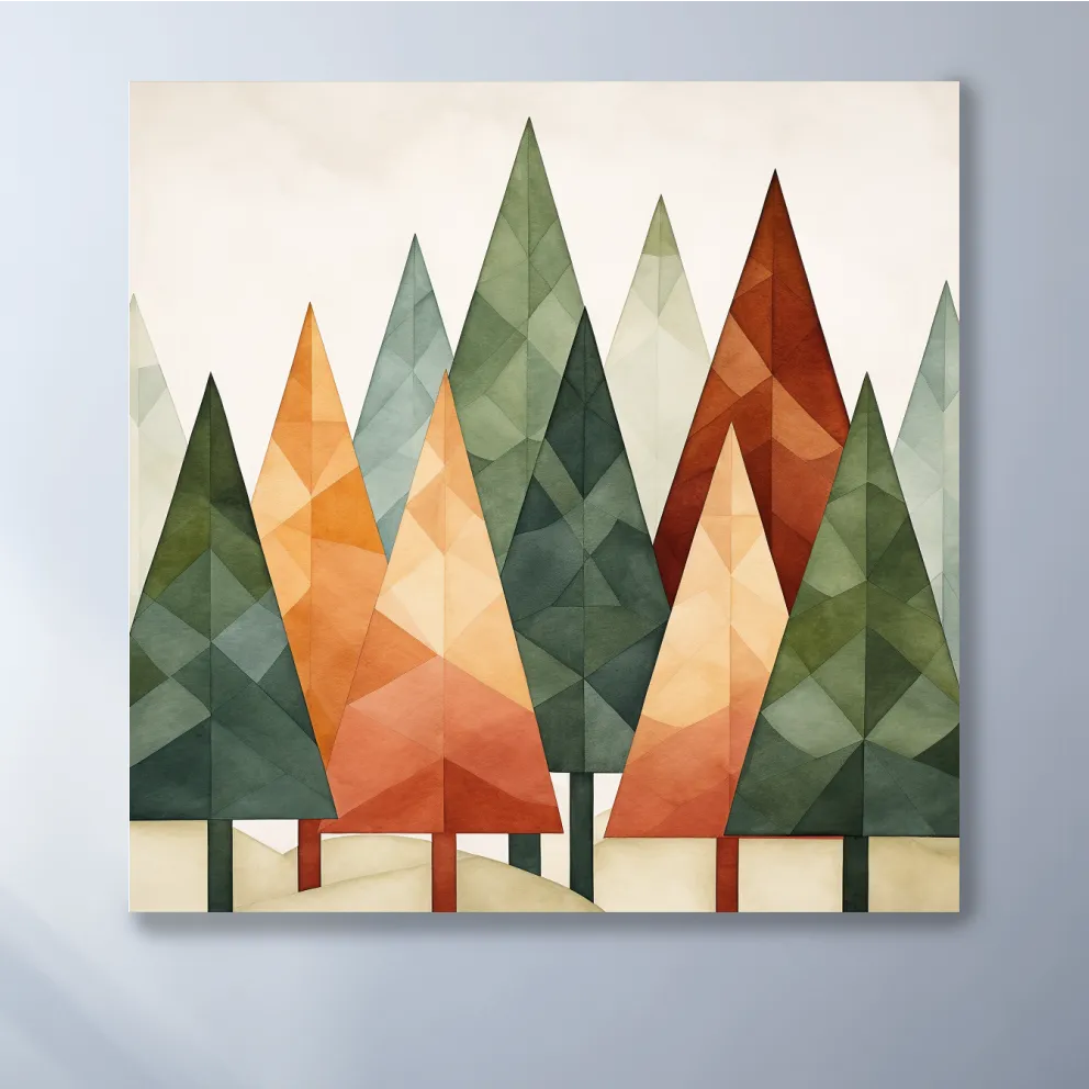 Rustic minimal forest art illustration