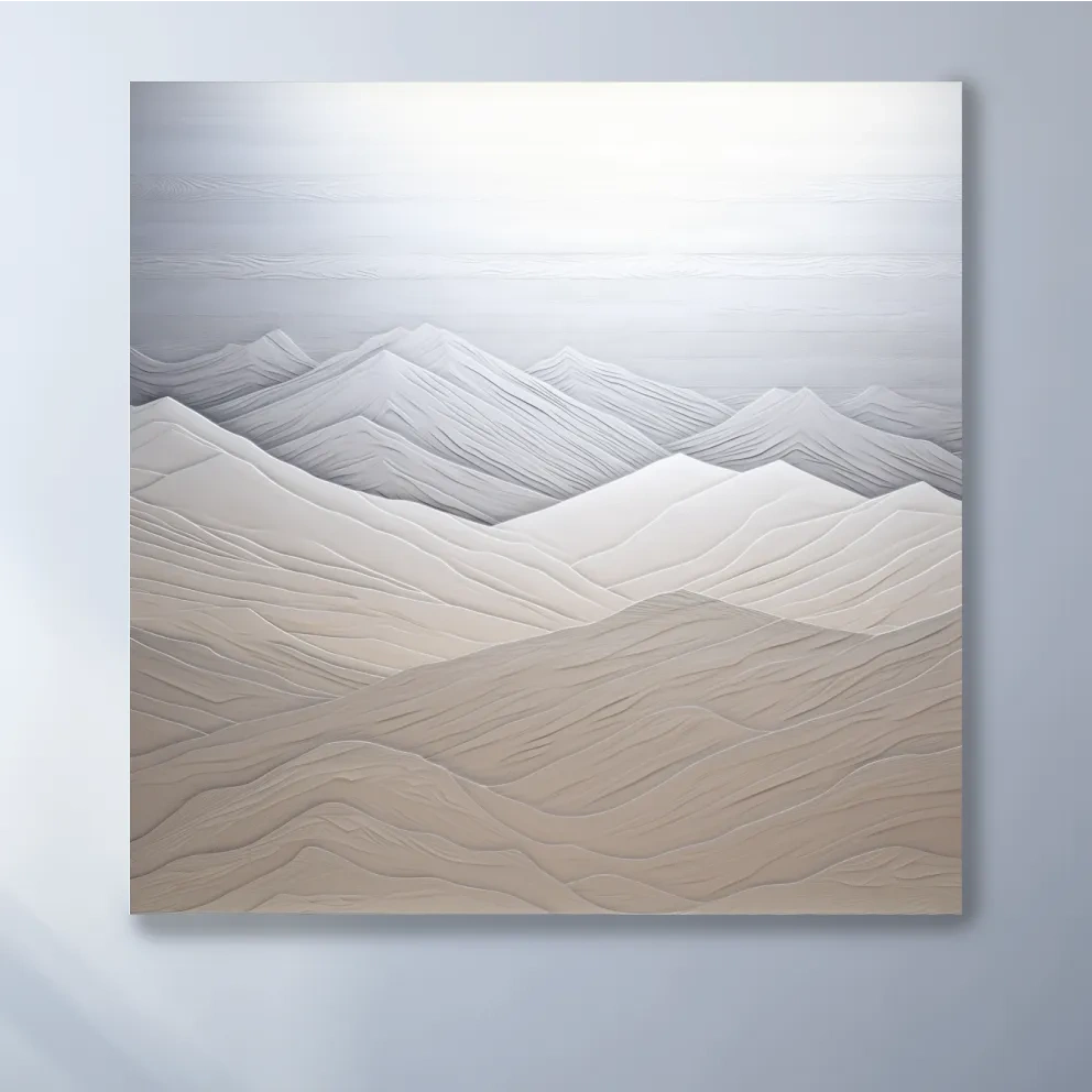Minimalist Layered Mountain Relief Landscape - Monochrome Artwork