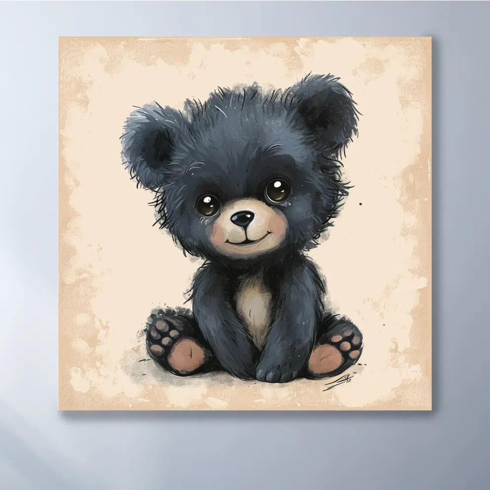 Cute Baby Bear Cub Painting - Whimsical Nursery Animal Wall Art
