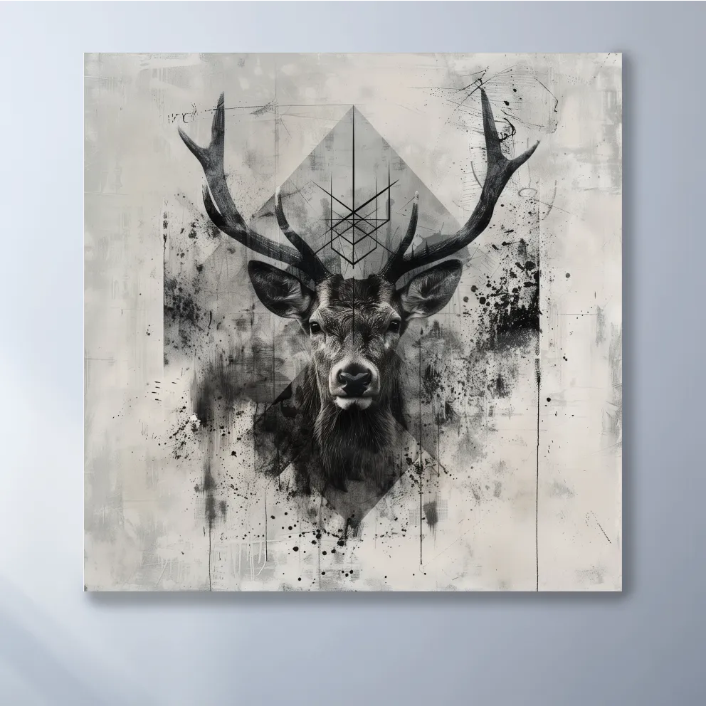 Ornate tribal deer artwork, graffiti tattoo inspired design