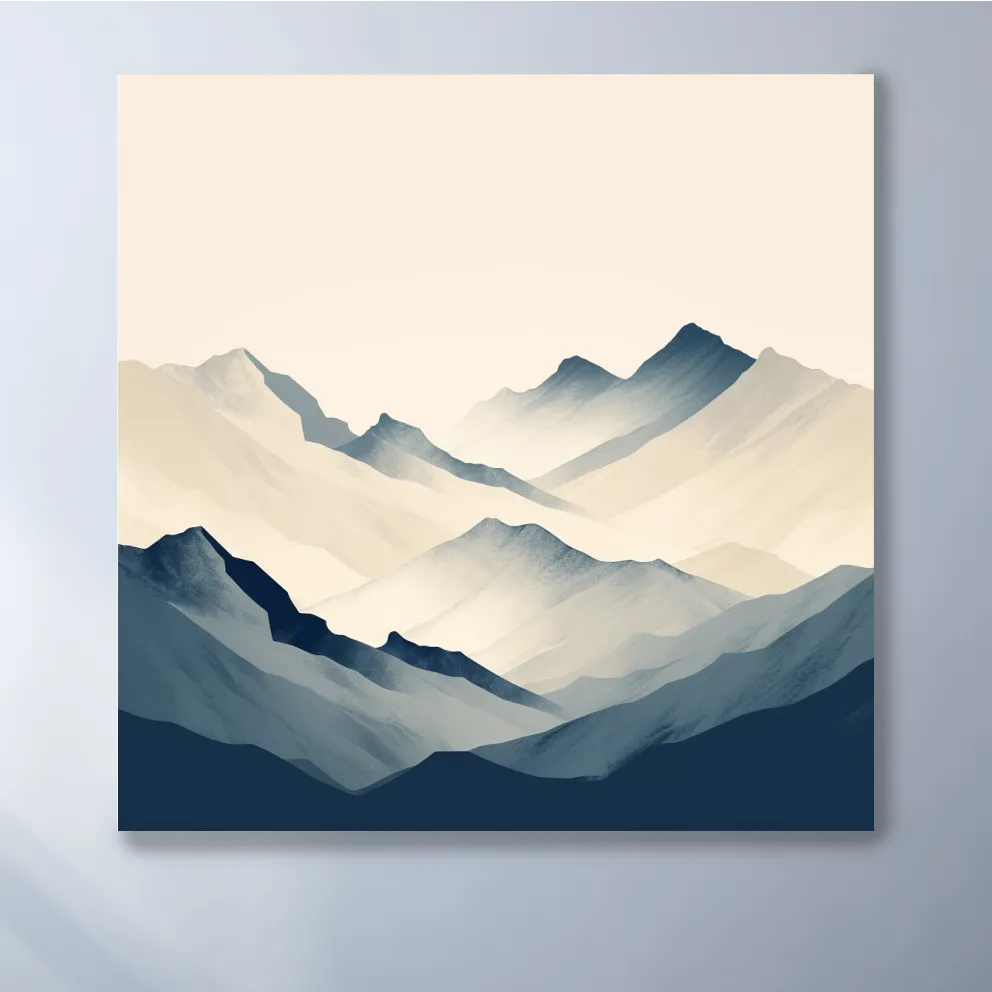 Rustic mountain artwork, minimal mountain shapes