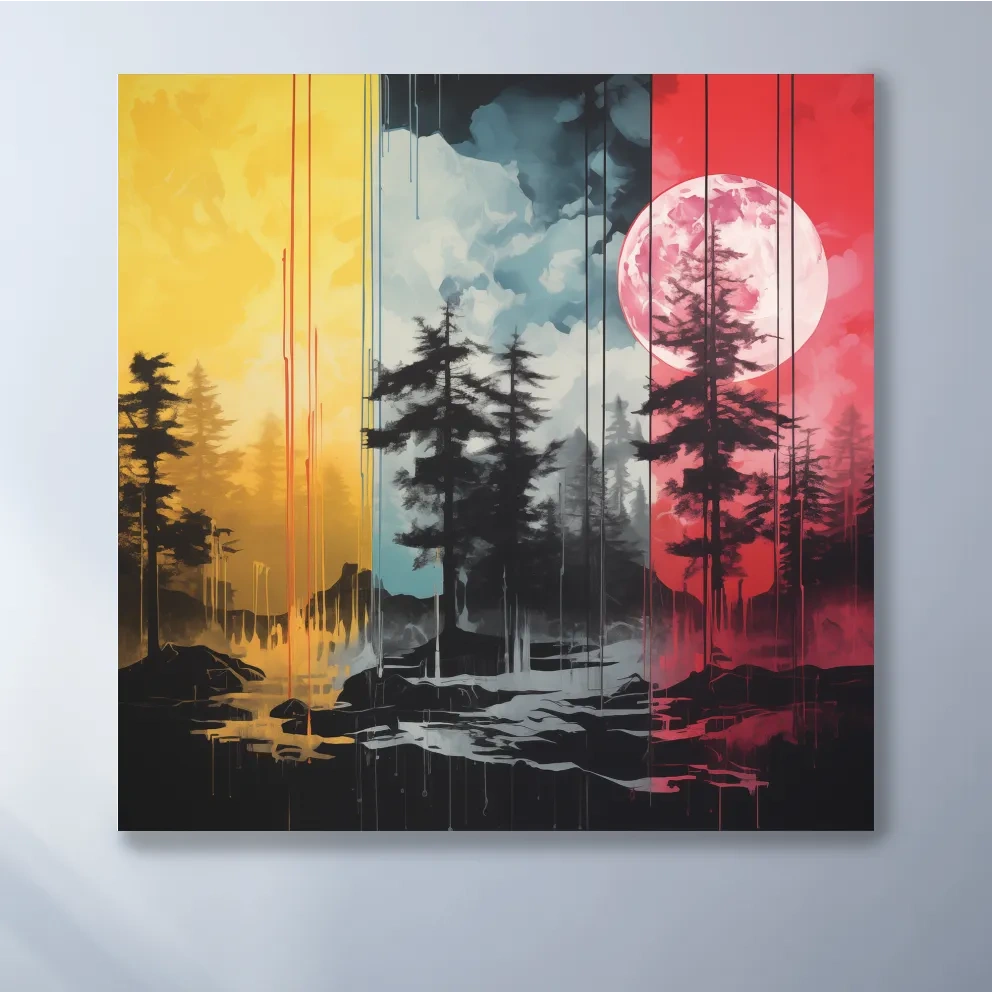 Surreal moonlit forest artwork illustration