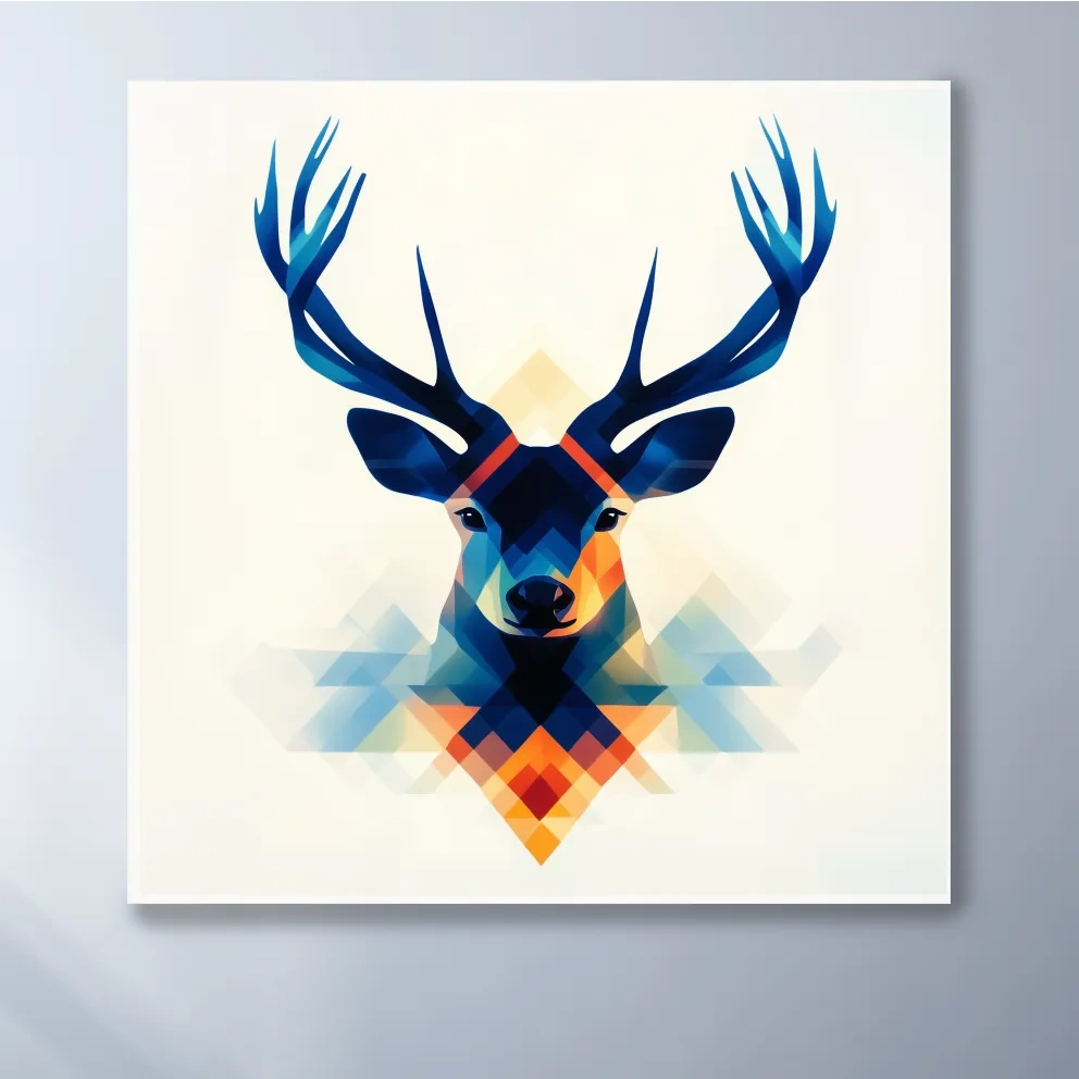 Colorful deer head illustration print wall art