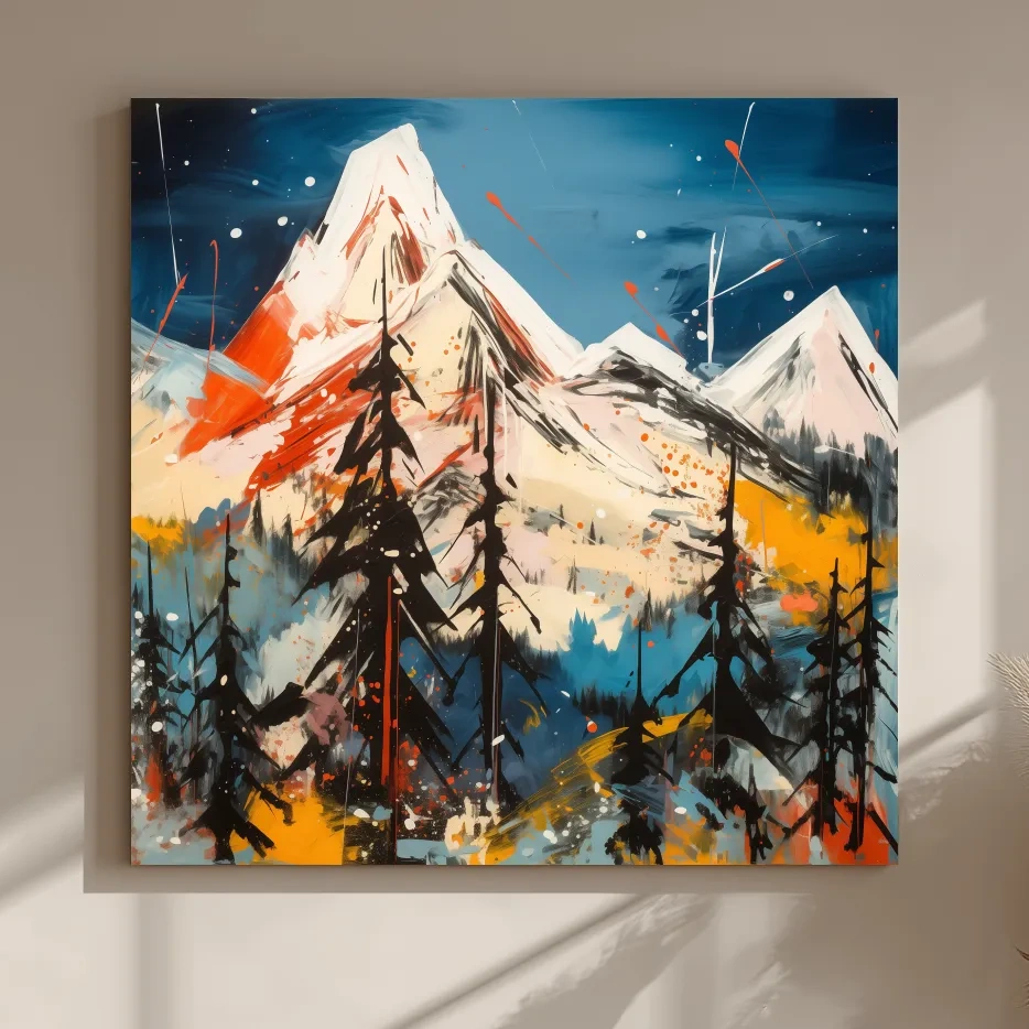 Vibrant Abstract Alpine Mountain Peaks - Bold Contemporary Painting Wall Art