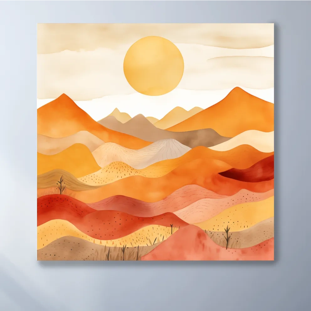 Watercolour style illustation of abstract mountain shapes