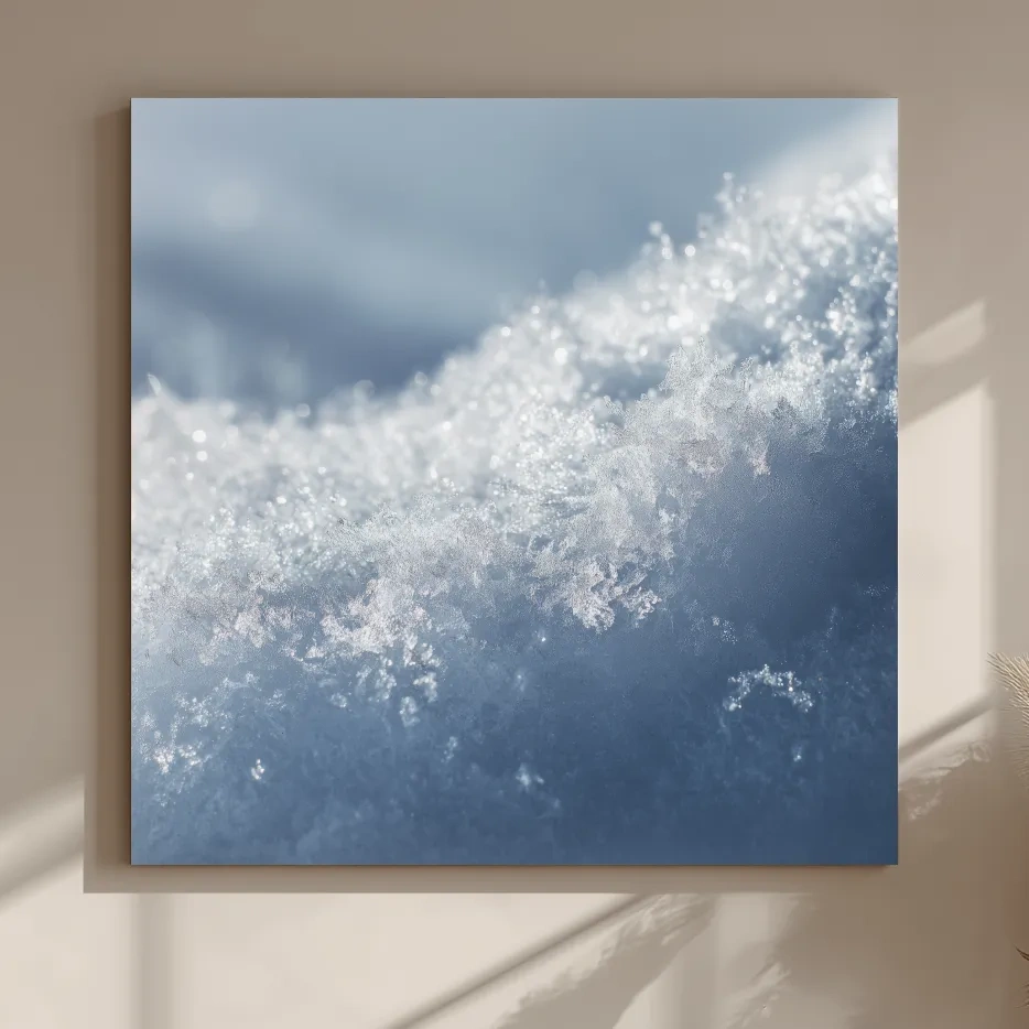 Sparkling Snowflake Ice Crystal Macro - Minimalist Winter Nature Wall Art