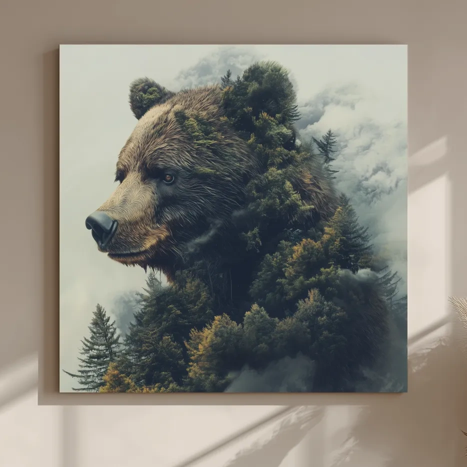 Surreal Grizzly Bear Forest - Wildlife Nature Wall Art