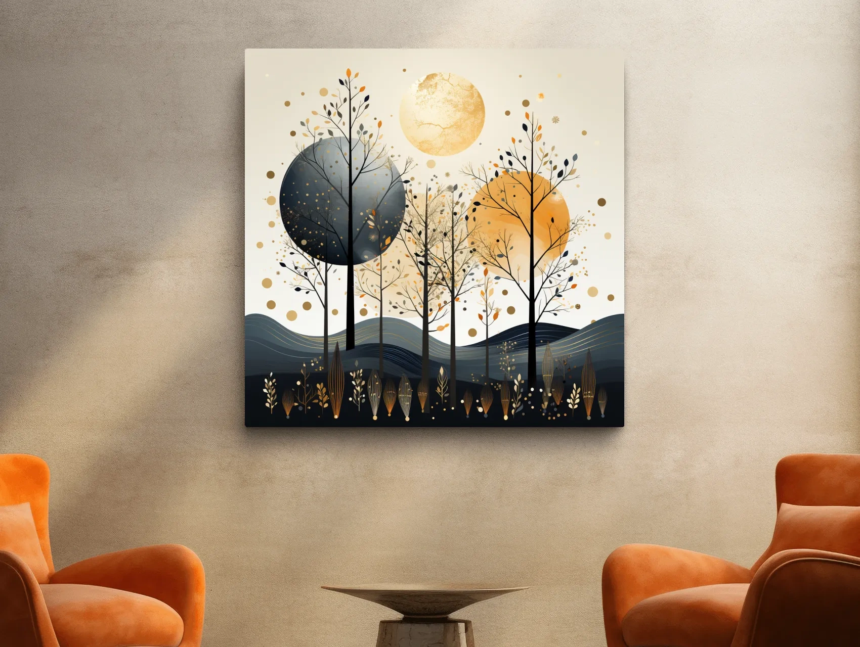 Chic Boho Tree Forest Landscape - Surreal Modern Wall Art