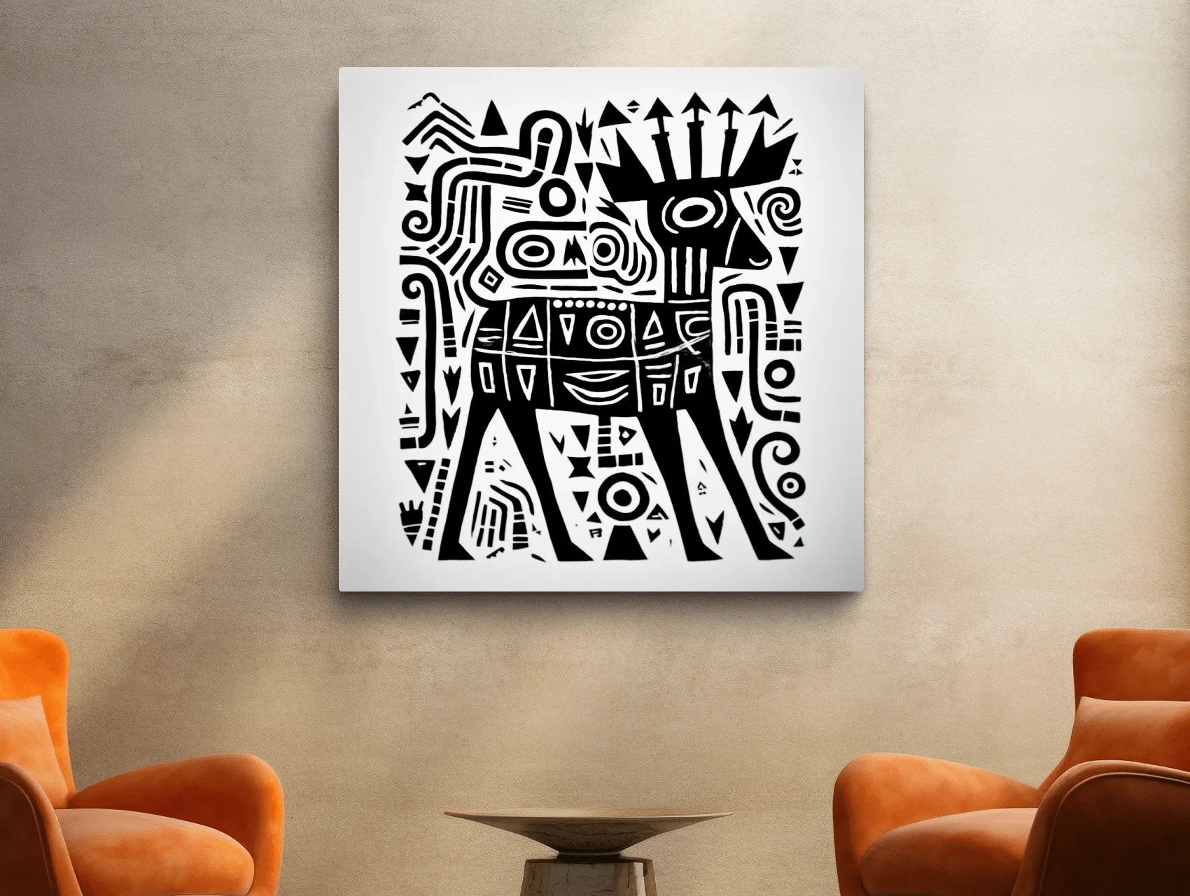 Tribal style quirky deer doodle illustration art
