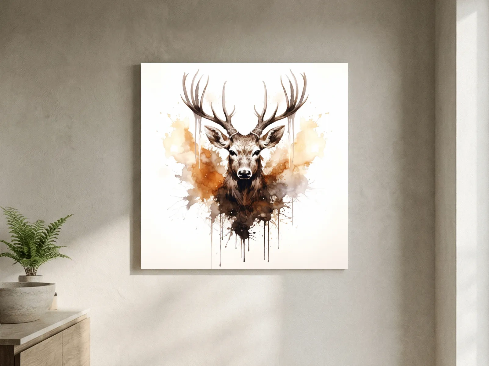 Rorschach art inkblot painting of a deers head