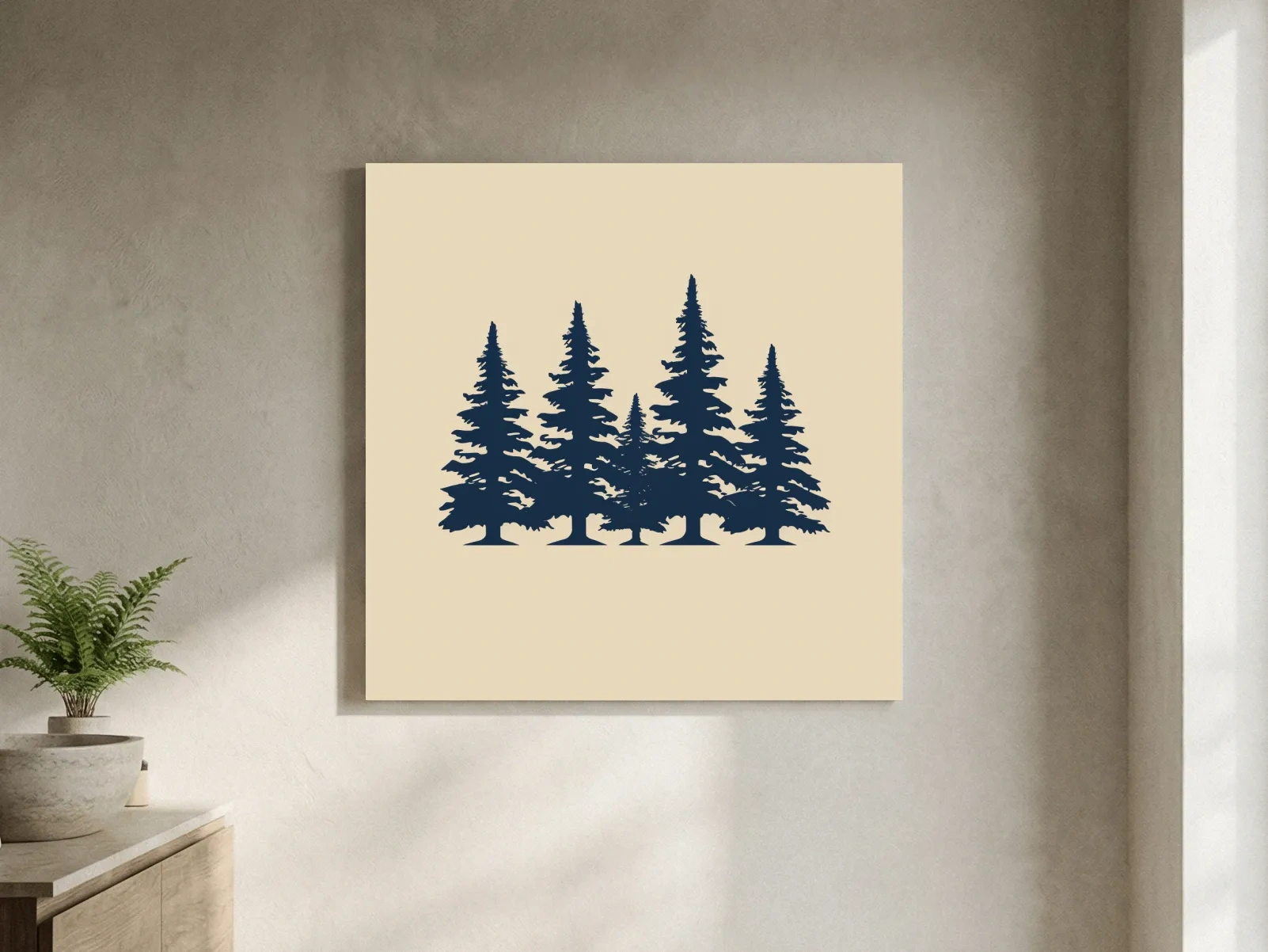 Minimalist Evergreen Pine Tree Silhouettes - Scandinavian Forest Wall Art