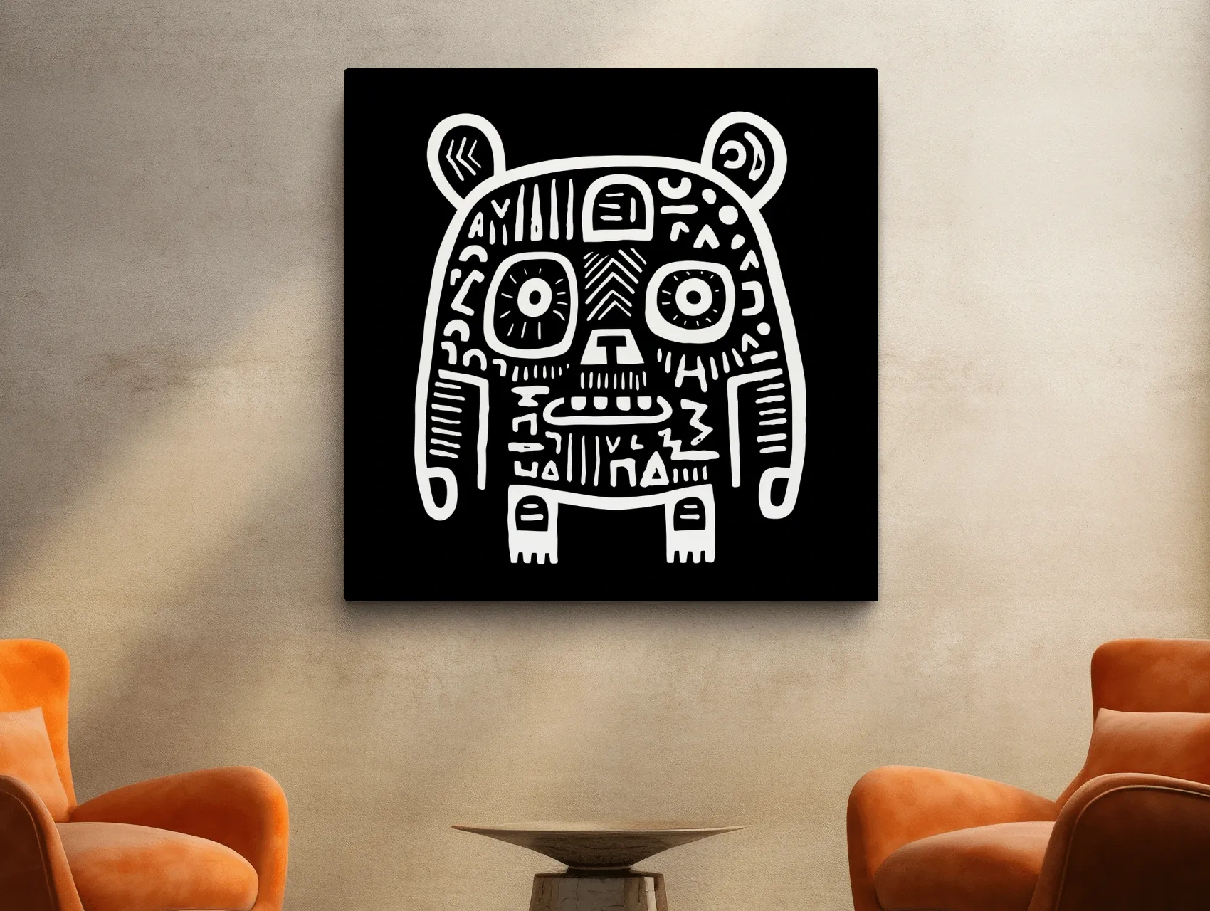 Bear artwork, quirky doodle style illustration