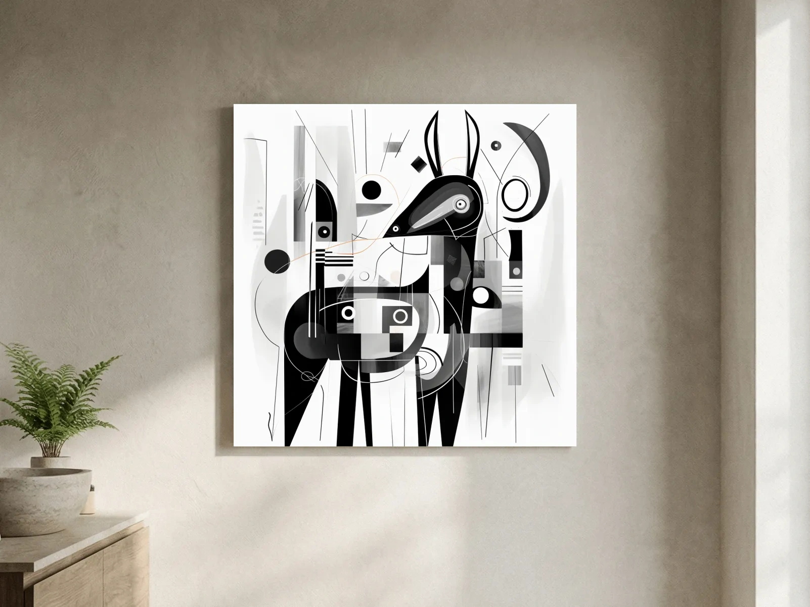 Abstract Geometric Deer Illustration - Mid Century Animal Wall Art