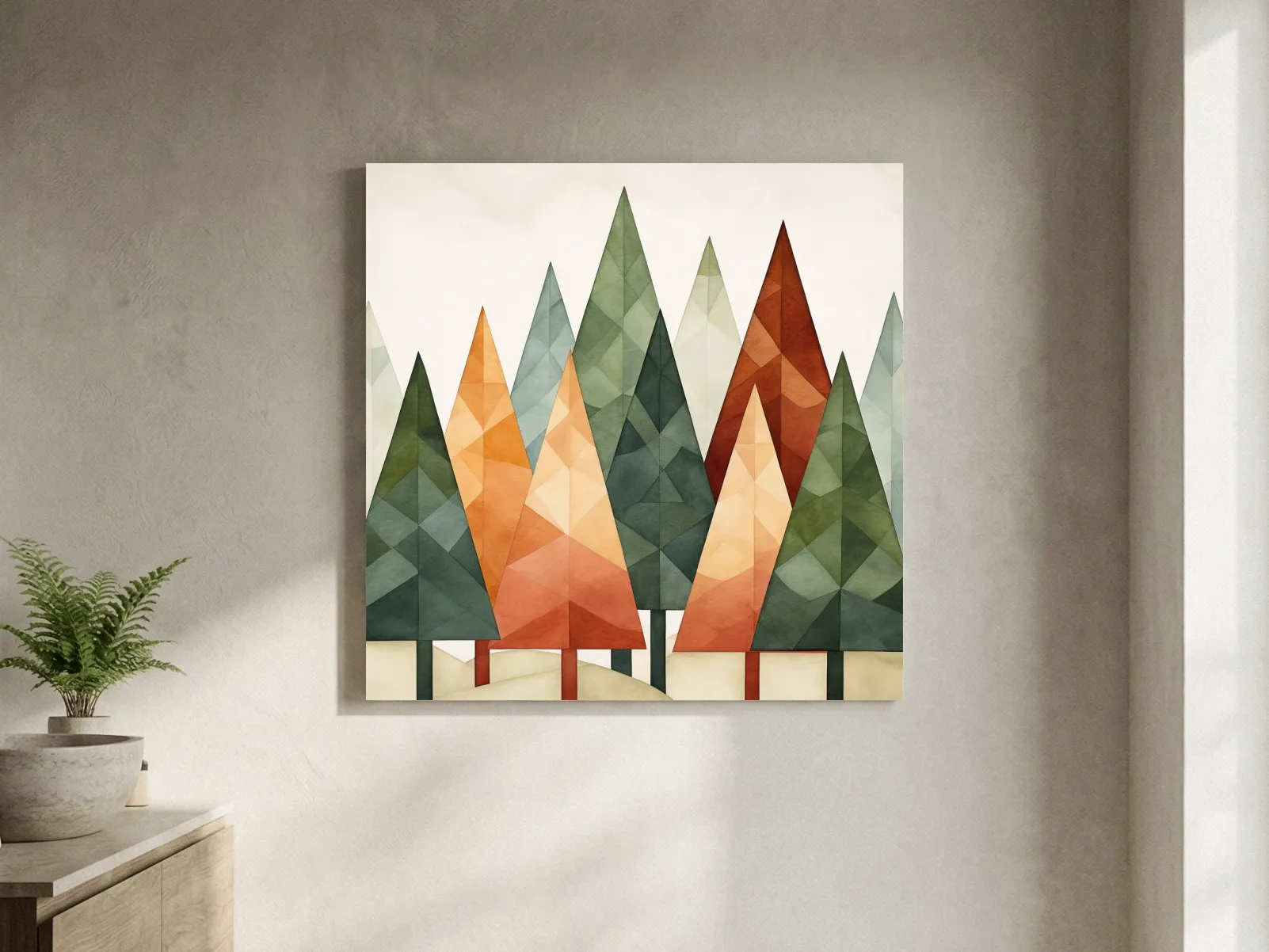 Rustic Watercolor Pine Forest - Scandinavian Nature Wall Art