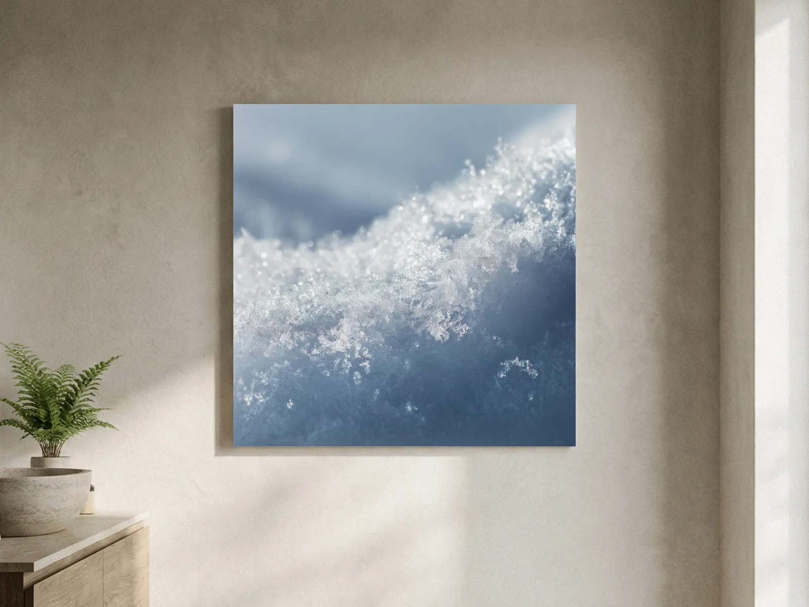 Sparkling Snowflake Ice Crystal Macro - Minimalist Winter Nature Wall Art