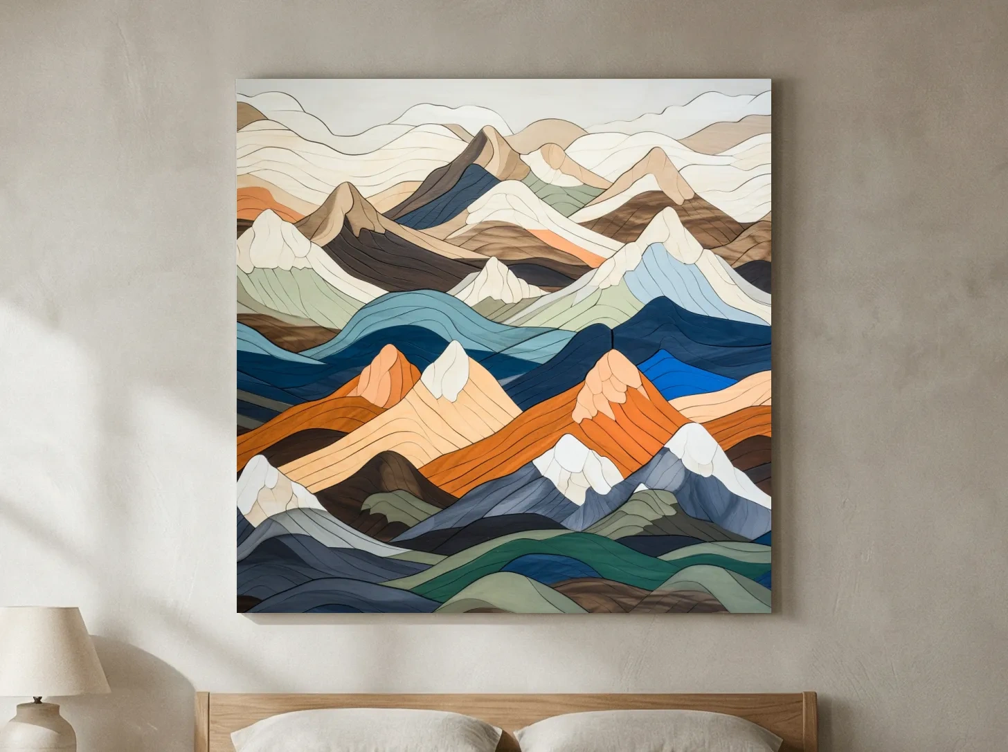 Layered Geometric Mountain Ranges - Modern Abstract Landscape Artwork