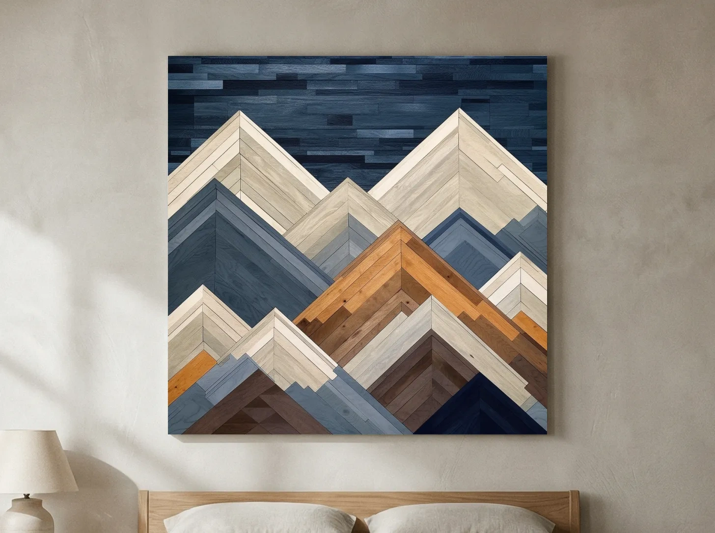 Geometric Wooden Mountain Peaks - Modern Abstract Landscape Wall Art