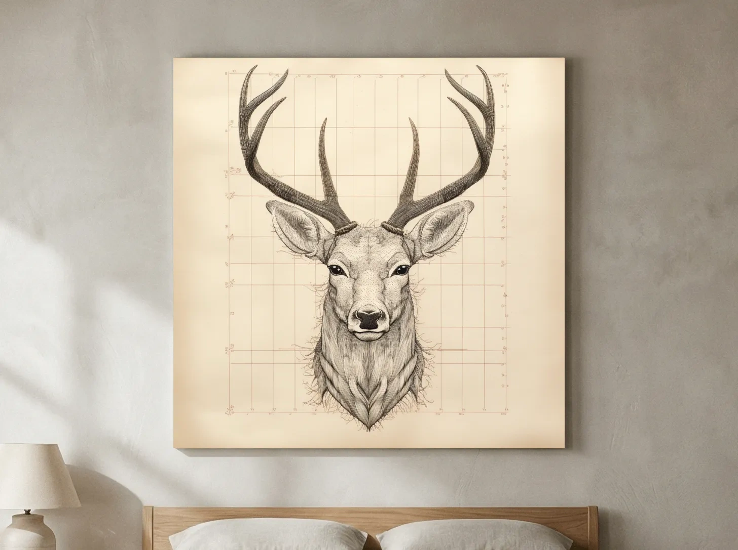Vintage Deer Head Sketch Illustration - Rustic Wildlife Wall Art