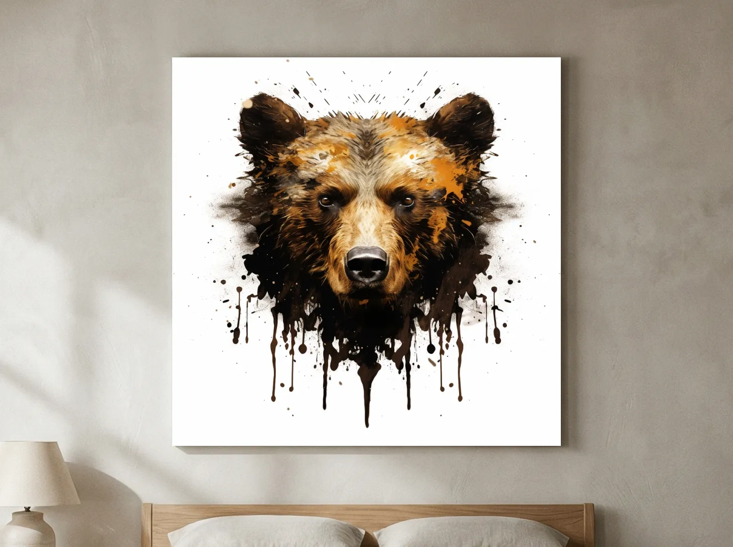 Splatter Rorschach Inkblot Paint Grizzly Bear Portrait - Wildlife Artwork