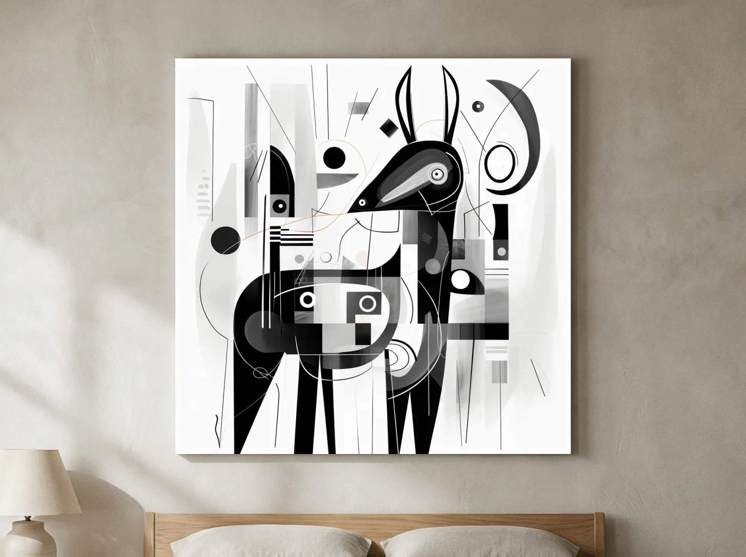 Abstract Geometric Deer Illustration - Mid Century Animal Wall Art