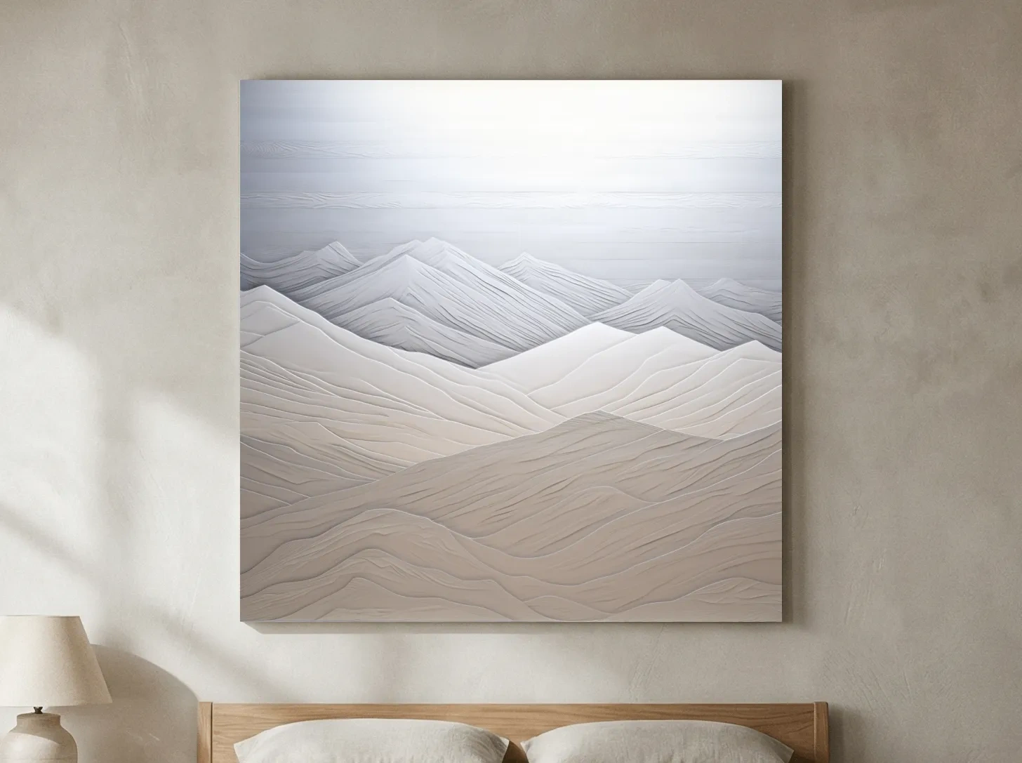 Minimalist Layered Mountain Relief Landscape - Monochrome Artwork