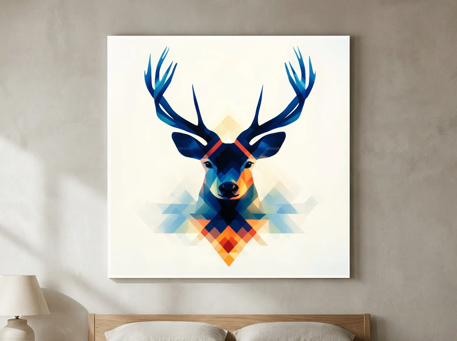 Geometric Stag Head Illustration - Colorful Abstract Wildlife Wall Art