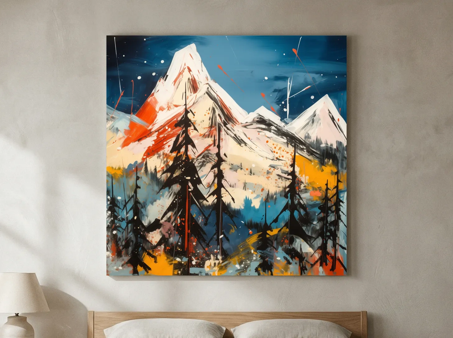 Vibrant Abstract Alpine Mountain Peaks - Bold Contemporary Painting Wall Art