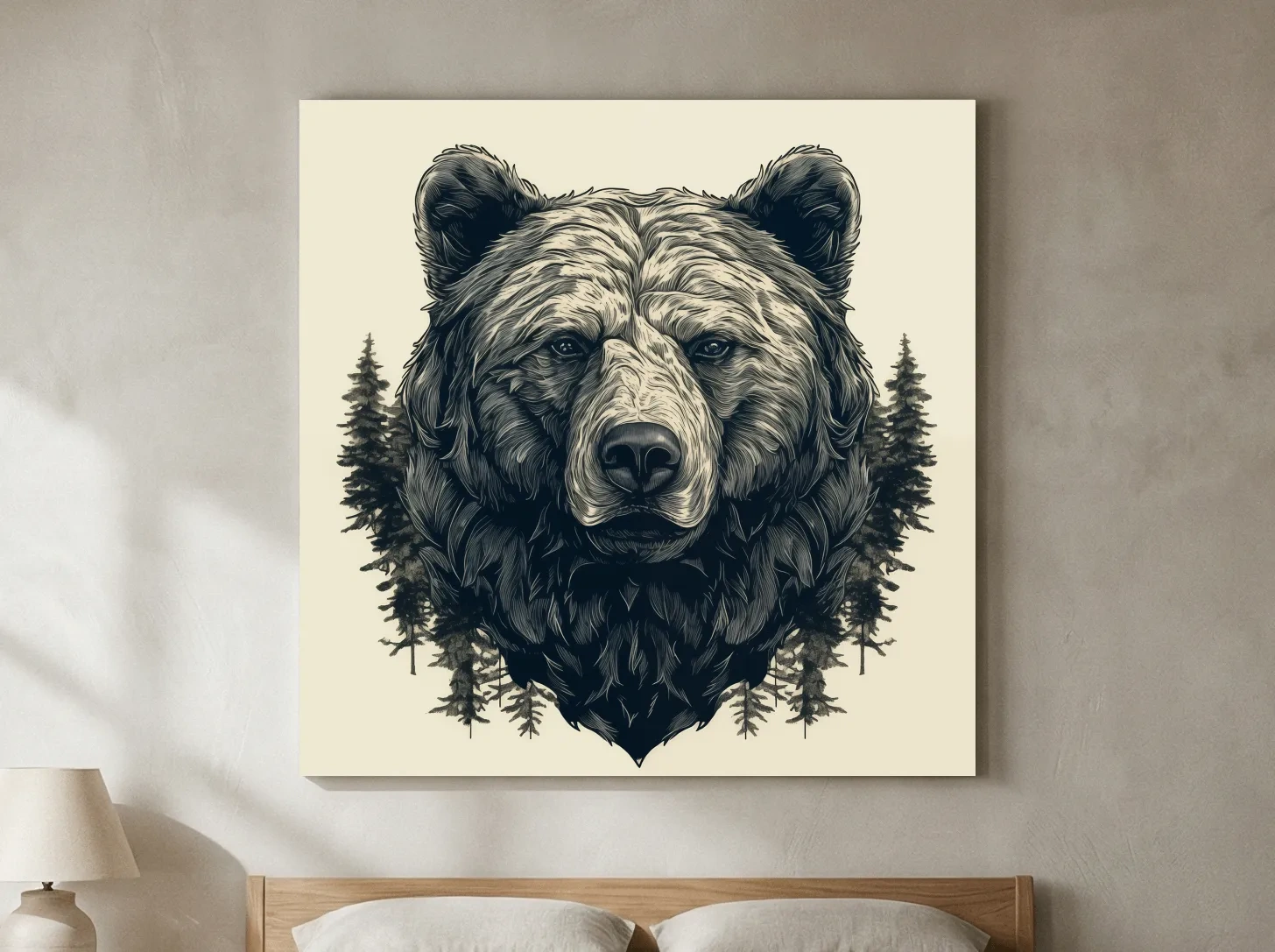 Grizzly Bear Portrait Illustration Artwork - Vintage Wilderness Forest Wall Art