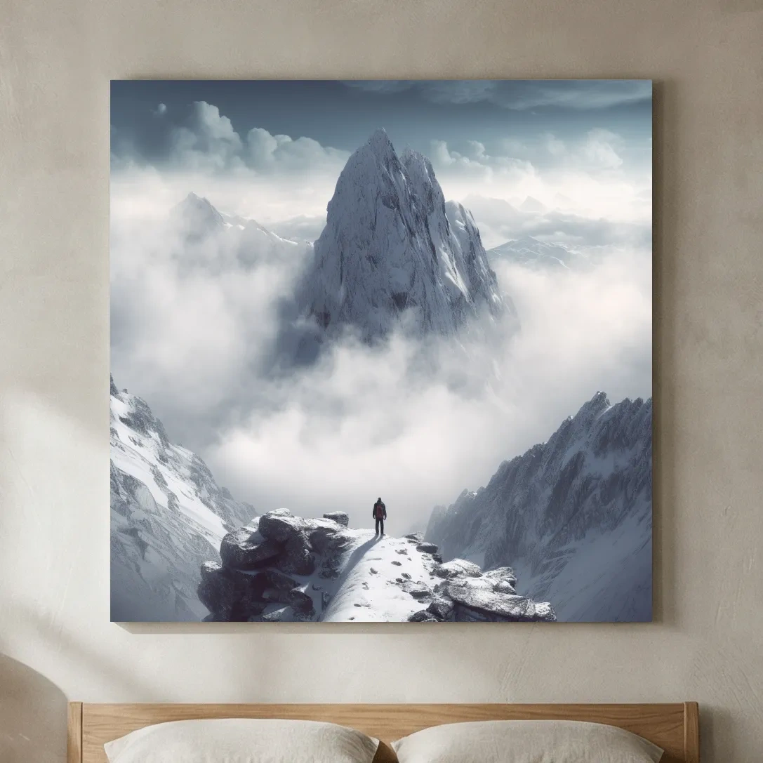 Epic Snowy Mountain Peak Above Clouds - Cinematic Alpine Landscape Wall Art