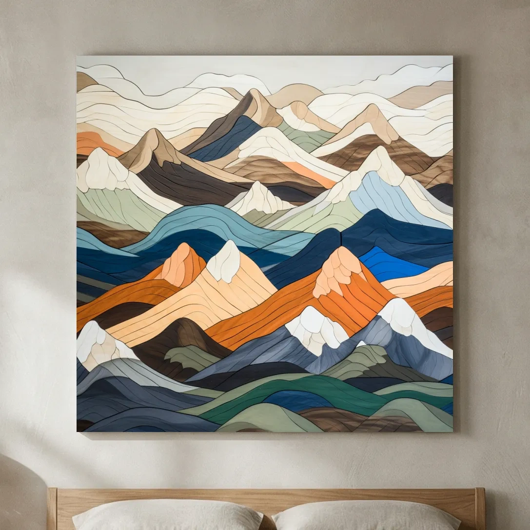 Layered Geometric Mountain Ranges - Modern Abstract Landscape Artwork