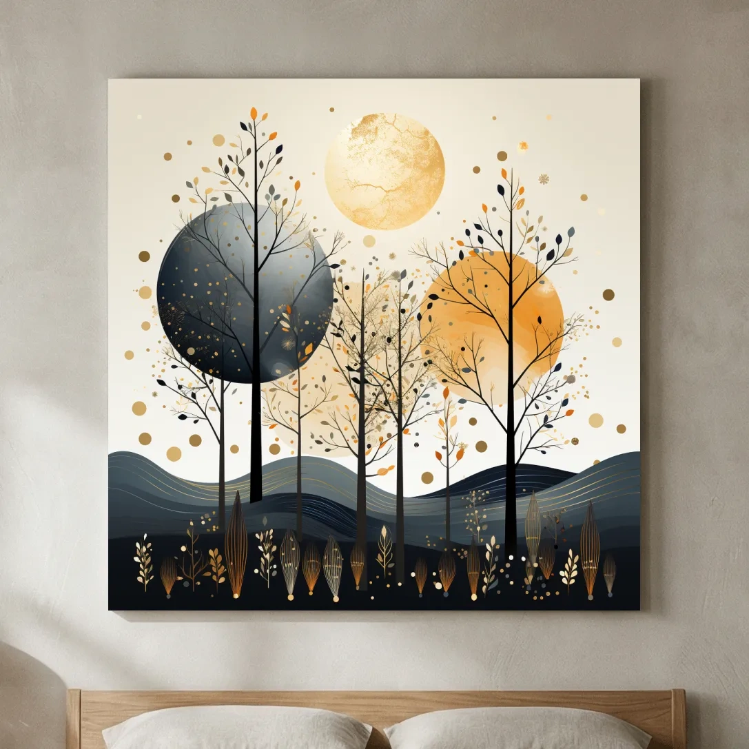 Chic Boho Tree Forest Landscape - Surreal Modern Wall Art