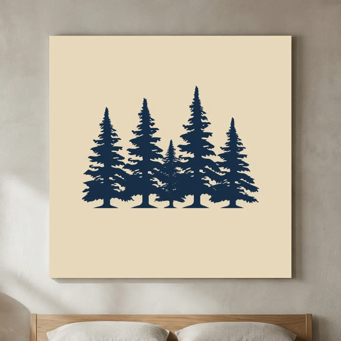 Minimalist Evergreen Pine Tree Silhouettes - Scandinavian Forest Wall Art