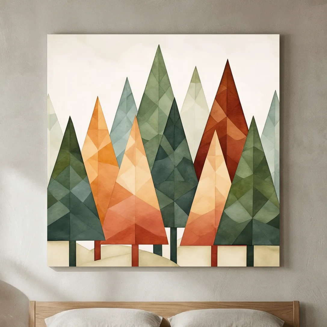 Rustic Watercolor Pine Forest - Scandinavian Nature Wall Art