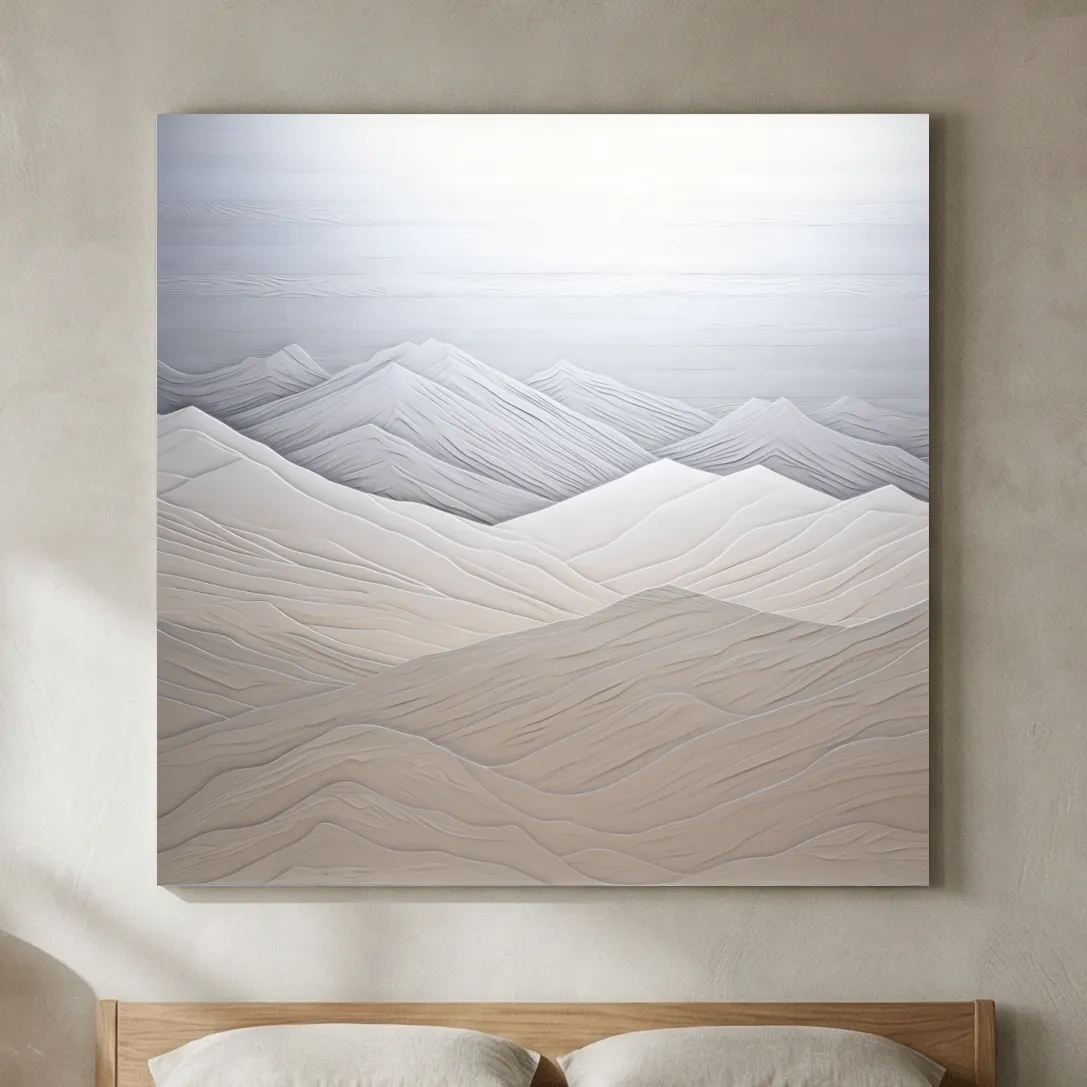 Minimalist Layered Mountain Relief Landscape - Monochrome Artwork