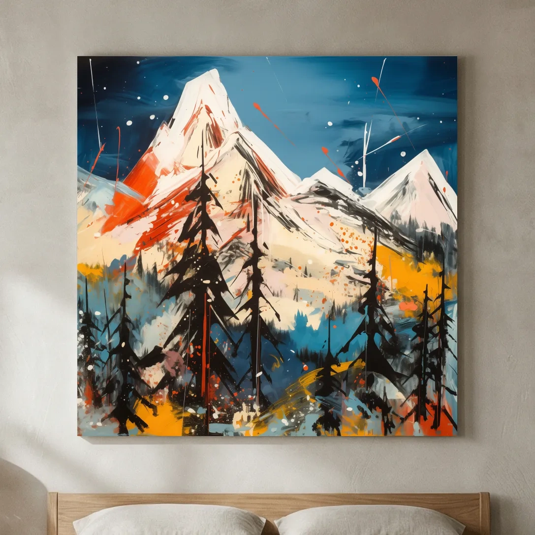 Vibrant Abstract Alpine Mountain Peaks - Bold Contemporary Painting Wall Art